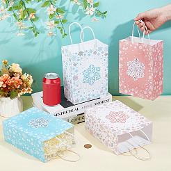 32Pcs 4 Colors Christmas Snowflake Printed Paper Storage Tote Bags&nbsp;ABAG-BC0001-65