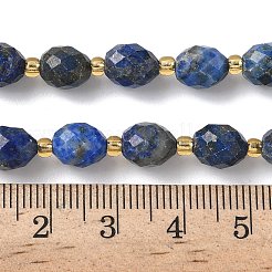 染め加工天然のラピスラズリビーズ連売り  多面カット  ライス  シードビーズで  7.5~8x6~7.5mm  穴：0.8~1mm  約36~40個/連  15.55~15.75''（39.5~40センチメートル）&nbsp;G-F809-A35-01
