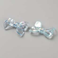UVメッキ 虹色透明 ABカラーメッキアクリルビーズ  蝶結び  ライトブルー  33x25x6.5mm  穴：2mm  約480個/1000g&nbsp;TACR-WH0029-01D