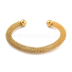 Ion Plating(IP) Hollowed 304 Stainless Steel Cuff Bangles for Women Men&nbsp;BJEW-P331-13G
