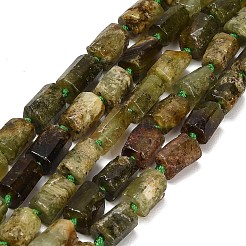 天然のグリーンガーネットビーズ連売り  コラム  多面カット  7.5~11x6~7x7~8mm  穴：1mm  約31~33個/連  16.54~17.28インチ（42~43.9cm）&nbsp;GG-CBAA9B4-I01
