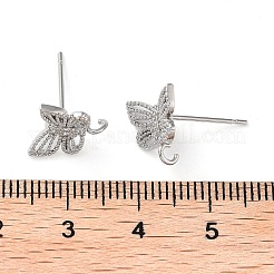 Brass Micro Pave Cubic Zirconia Stud Earrings Finding&nbsp;KK-K364-05P