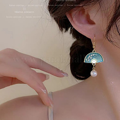 Fan Alloy Enamel Dangle Earrings&nbsp;FS-WGD347D-01