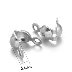 変色しにくい304ステンレススチールボールチープ  カロット終了  クラムシェルノットカバー  ステンレス鋼色  8x4mm  穴：1.2mm&nbsp;STAS-M213-09