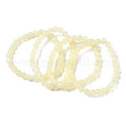 天然ゴールドシルク翡翠ラウンドビーズストレッチブレスレット（女性用）  ビーズ：6mm  内径：1.97インチ（5cm）&nbsp;BJEW-F535-01B