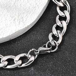 201 Stainless Steel Curb Chain Bracelets for Men&nbsp;STAS-T077-22B-02P