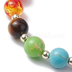 Chakra Theme Natural & Synthetic Mixed Gemstone Stretch Bracelet&nbsp;BJEW-JB10161