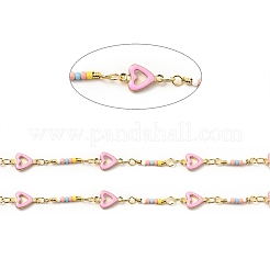 Brass Enamel Heart Link Chains&nbsp;CHC-C003-04G