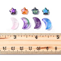 40個 2スタイル電気メッキ透明ガラスビーズ  金箔  三日月と星  ミックスカラー  8~9x14x4~6mm  穴：1~1.2mm  20個/スタイル&nbsp;EGLA-FP0001-01