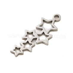 変色しない304ステンレススチールペンダント  レーザー切断  ステンレス鋼色  スター  21.5x9x1mm  穴：1mm&nbsp;STAS-S123-03P-02