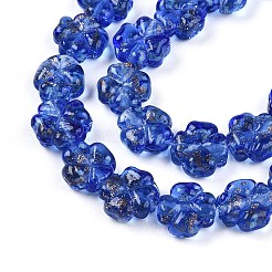 Luminous Handmade Gold Foil Glass Beads Strands&nbsp;FOIL-N029-01H