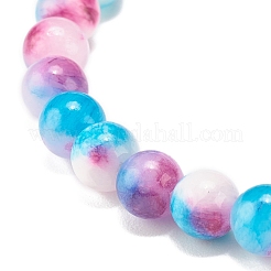 Natural White Jade Round Beaded Stretch Bracelet&nbsp;BJEW-JB07968-01