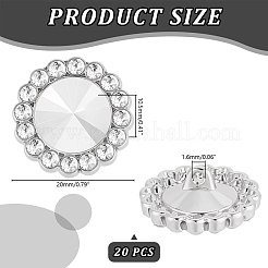 合金ラインストーンシャンクボタン20個  1穴  花  クリスタル  20x10.5mm  穴：1.6mm&nbsp;BUTT-GA0001-19A