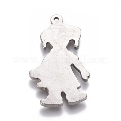 304ステンレスペンダント  クマの女の子  アンティークシルバー  36x21x2mm  穴：1.6mm&nbsp;STAS-E474-38