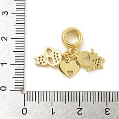 Rack Plating Brass Pave Cubic Zirconia European Dangle Charms&nbsp;KK-Z067-43G