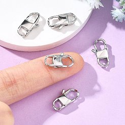 シェグレース 真鍮製ロブスタークラスプ  鉛フリー＆カドミウムフリー＆ニッケルフリー  プラチナ  15x7.5x3mm  穴：3x4mm&nbsp;XGRQ58031-752P