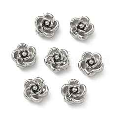304ステンレススチールビーズ  ローズ  変色防止  ステンレス鋼色  8x8x5mm  穴：1mm&nbsp;STAS-H235-06B-P