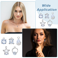 30Pcs 5 Styles Alloy Cubic Zirconia Pendants&nbsp;ZIRC-FH0001-48