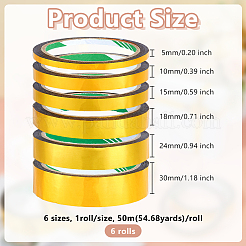 6ロール 6種類のプラスチック粘着テープ  ゴールデンロッド  5~30mm  1ロール/スタイル&nbsp;AJEW-OC0015-39