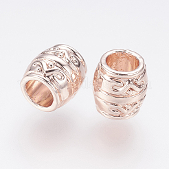 合金ヨーロピアンビーズ  大穴ビーズ  コラム  ローズゴールド  8x7.5mm  穴：4.5mm&nbsp;PALLOY-J707-18RG-AAA
