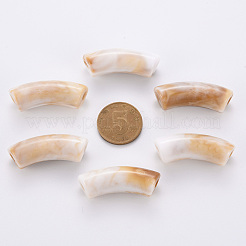 アクリルビーズ  天然石風  カーブチューブ  フローラルホワイト  36x13.5x11.5mm  穴：4mm  約79個/269g&nbsp;LS-MACR-S372-001A-01