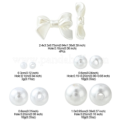 5 スタイルイミテーションパールアクリルビーズ  ラウンド＆bowknot  ホワイト  3~24x3~33x3~9.5mm  穴：1~2mm&nbsp;OACR-FS0001-31