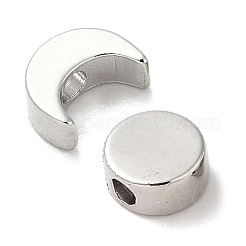 50個2スタイルのムーンフェイズテーマ真鍮ビーズセット  半月と満月  プラチナメッキ  6~7x3mm  穴：1mm  25個/スタイル&nbsp;KK-TZ0001-01