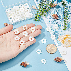 淡水貝チャーム50個  花  ホワイト  13x13x2mm  穴：1.2mm&nbsp;FIND-AR0002-55