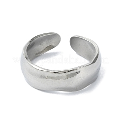 304ステンレススチールカフシンプルリング  ステンレス鋼色  調整可能  7mm&nbsp;RJEW-M019-65P