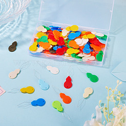 201ステンレススチール製ねじ切り100個  ヒョウタン  プラスチックヘッド付き  ミックスカラー  48x15x2.5mm  穴：1.2mm&nbsp;TOOL-TADJ0001-04