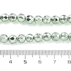 電気めっき合成非磁性ヘマタイト ビーズ 連売り  ラウンド  多面カット  アクアマリン  6x5.5mm  穴：1mm  約68~72個/連  15.59~15.98''（39.6~40.6センチメートル）&nbsp;G-B132-B01-01D