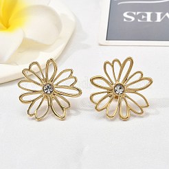 304 Stainless Steel Crystal Rhinestone Stud Earrings&nbsp;EJEW-G423-01G
