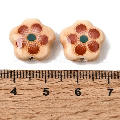 ヴィンテージの手作り磁器ビーズ  ファンシーアンティーク施釉磁器  花  砂茶色  14x15x6mm  穴：2mm&nbsp;PR-CBA90CF-01