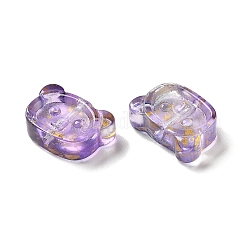 透明ガラスビーズ  金箔  クマ  ミックスカラー  10x14x5mm  穴：1.2mm&nbsp;GLAA-O023-02