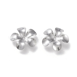 変色しない304ステンレススチールビーズキャップ  5花びら  花  ステンレス鋼色  15x15x2mm  穴：1.2mm&nbsp;STAS-K194-01P-03