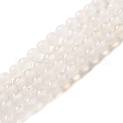 天然ホワイトアゲートラウンドビーズ連  染め  ホワイト  6mm  穴：1mm  約62個/連  14.96インチ&nbsp;G-L086-6mm-11