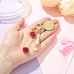 Resin & Alloy & Shell Pearl Pendant Decorations&nbsp;HJEW-YW00437
