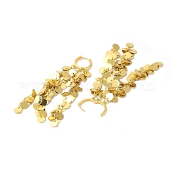 Rack Plating Brass Flat Round Tassel Dangle Hoop Earrings&nbsp;EJEW-E270-18G