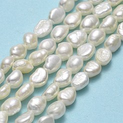 天然養殖淡水パールビーズ連売り  研磨両側  リネン  5~6x4x2.5~3mm  穴：0.6mm  約65~72個/連  14.57''（37センチメートル）&nbsp;PEAR-A005-13B-01
