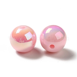 UVメッキレインボー虹色アクリルビーズ  ラウンド  ピンク  15~15.5x15.5~16mm  穴：2.7mm&nbsp;X-PACR-D070-01D