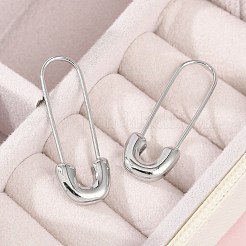 304ステンレススチール製安全ピンチャームハギーフープピアス女性用  316サージカルステンレススチール製耳ピン付き  ステンレス鋼色  29.5x10.5x3mm&nbsp;EJEW-C096-41P