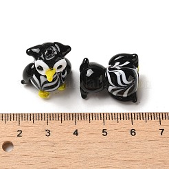 ランプワークビーズ連売り  フクロウ  ブラック  21x18x17.5mm  穴：1.2mm  約20個/連  16.54''（42センチメートル）&nbsp;LAMP-E036-01