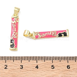 真鍮製エナメルペンダント  文字チャーム付きの長方形  長持ちメッキ  カドミウムフリー＆鉛フリー  ラックめっき  18KGP本金メッキ  26.5x5x2.5mm  穴：4.5x3.5mm&nbsp;KK-P349-12G
