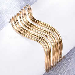 女性用304ステンレススチールカフバングル  ゴールドカラー  1-1/8インチ（2.8cm）  内径：2インチ（5.1cm）&nbsp;BJEW-D306-05G