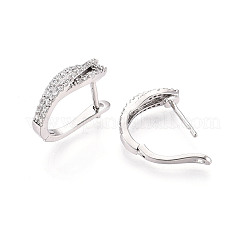 Brass Micro Pave Cubic Zirconia Stick Hoop Earrings&nbsp;EJEW-T048-34P