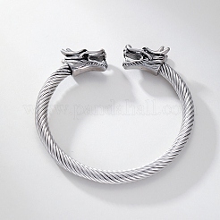 304ステンレススチールオープンカフブレスレット  男性用ドラゴンヘッドブレスレット  銀  内径：1/4インチ（0.6cm）〜1/4インチ（0.8cm）&nbsp;ZK9473-2