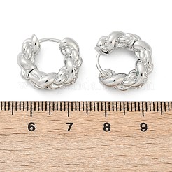 ツイスト真鍮キュービックジルコニアフープピアス  プラチナ  17.5x5x15.5mm&nbsp;EJEW-Q016-18P