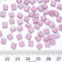 Fgb 2穴ベーキングペイントガラスシードビーズ  光沢メッキ  正方形  プラム  5x4.5~5.5x2~2.5mm  穴：0.5~0.8mm  約118個/10g&nbsp;X-SEED-S031-L-599
