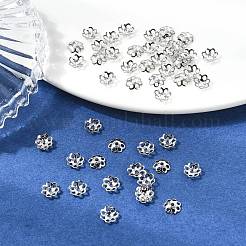 シェグレース真鍮ビーズキャップ  カドミウムフリー＆ニッケルフリー＆鉛フリー  花  プラチナメッキ  6x6x1.5mm  穴：1mm&nbsp;XGRPCU081-286P