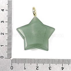 天然石グリーンアベンチュリンペンダント  真鍮製のパヴェキュービックジルコニア金具が付いた星型チャーム  ゴールドカラー  35.5~37x29.5~31.5x8.5~10.5mm  穴：4mm&nbsp;G-Z157-01G-05
